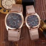 Fake Cartier Drive De Rose Gold Black Dial Lovers Watch 